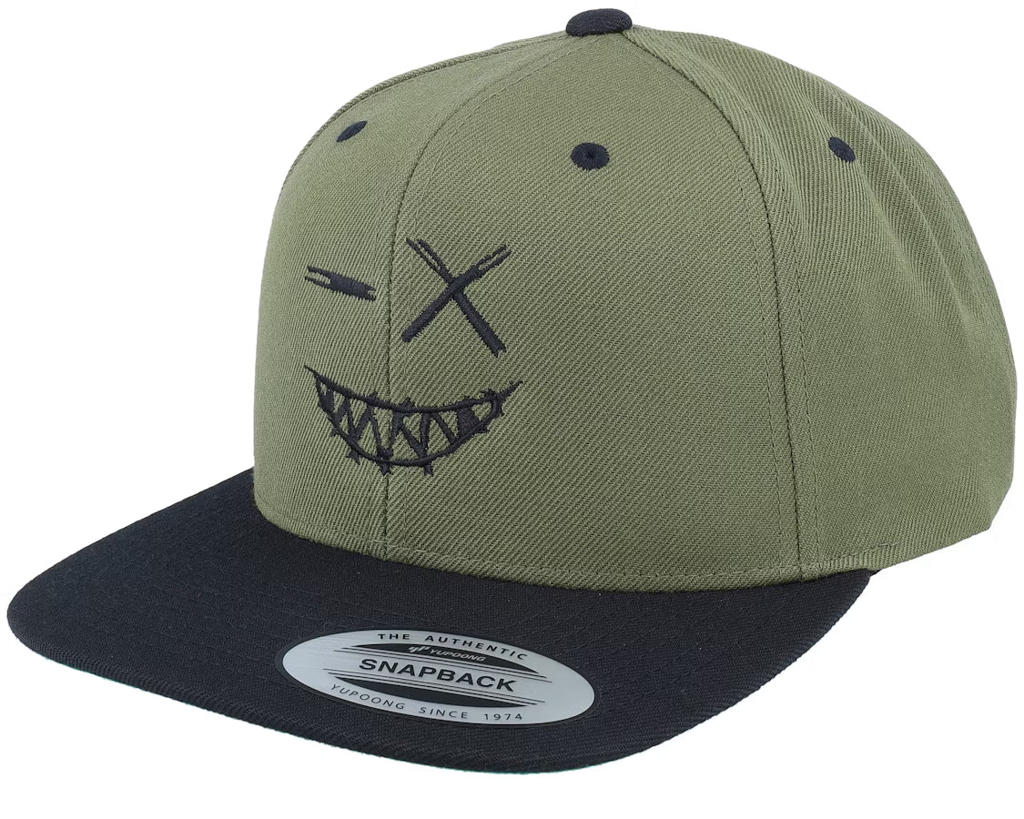 Verrückter Smiley Schwarz/Oliv/Schwarz Snapback